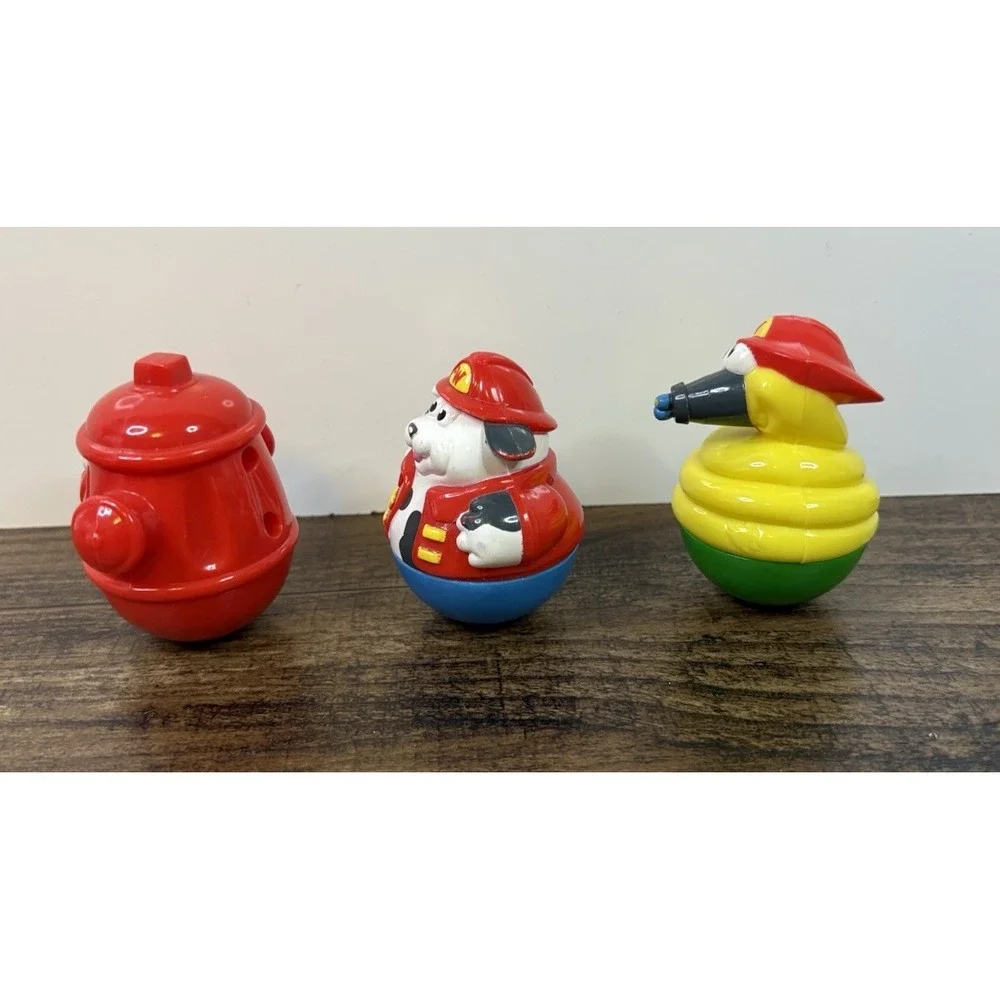 Weebles Wobbles Firefighter Figure Set Hose Hydrant Fire Man Dalmatian Dog